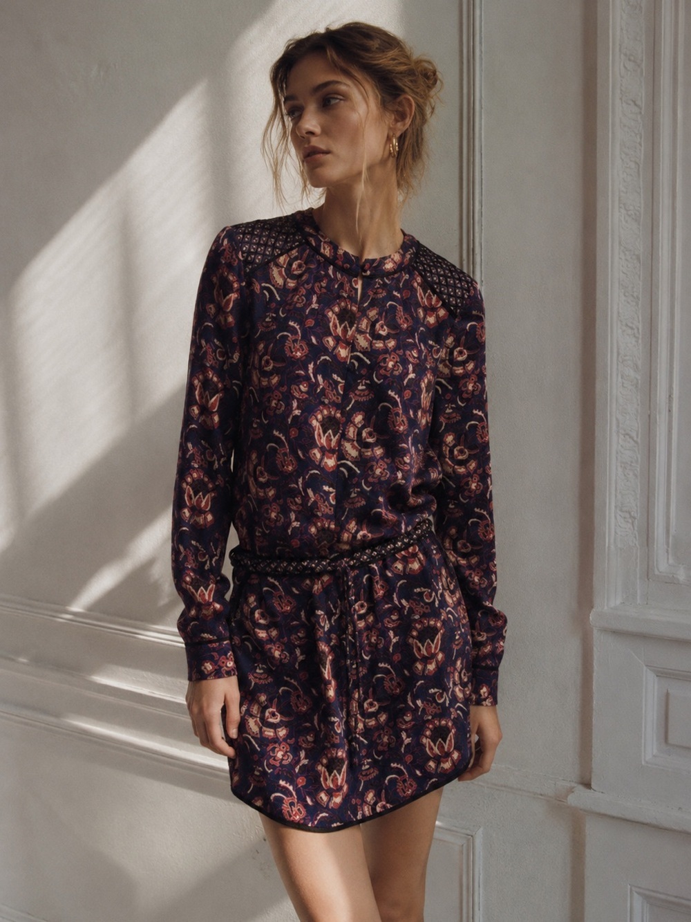 Veronica Beard sz 4 Floral Long Sleeve silk mini dress great condition